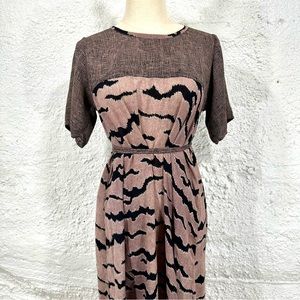 Vintage Printed Rayon Midi Dress Made in India